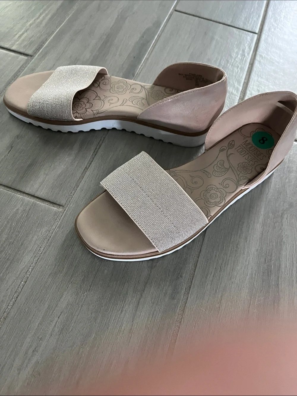 Mootsies Tootsies shimmering Light Pink Elastic Strap Open-Toe Sandals